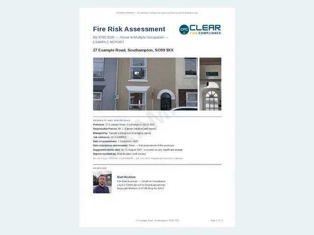 Sample HMO fire risk assessment — front page